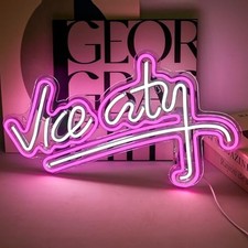 Neon Sign Pink Led Sign for Bedroom Wall Decor USB Powered Letter Vice City