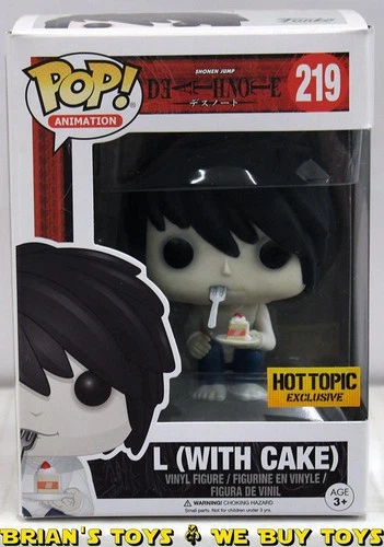 Funko Pop Animation Death Note Figure L (With Cake) Hot Topic Exclusive #219 NR