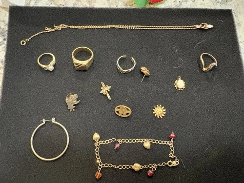 Vintage Mod Mixed Lot Costume Jewelry Craft Repurpose Wear Repair Rings Necklace