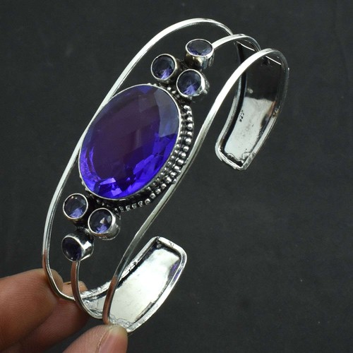 Amethyst Gemstone Ethnic Handmade Adjustable Bangle Jewelry 28 Gms AB 82581
