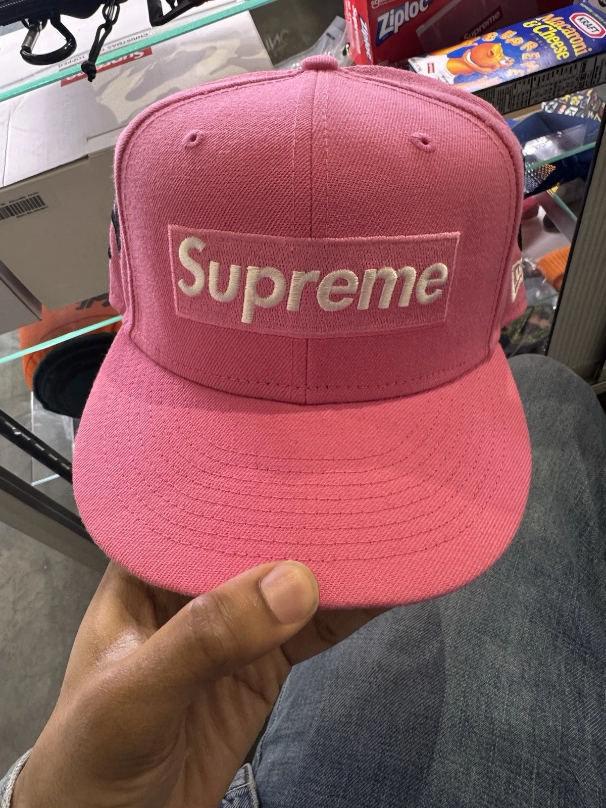 Chapeau rose Supreme New York Yankees Box logo taille 7,5
