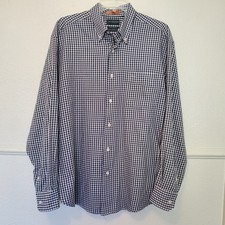 Dockers Premium Men's Large L Gingham Check Button-Down Shirt Stain Defender No