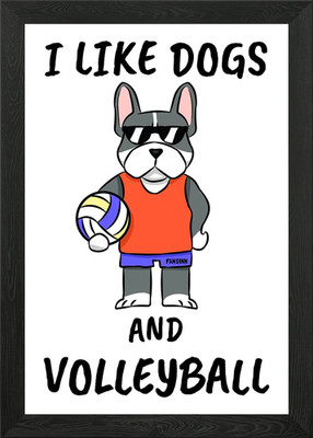 Volleyball Hund Sport Spel Gerahmtes Wandbild Poster Leinwanddruck Bild