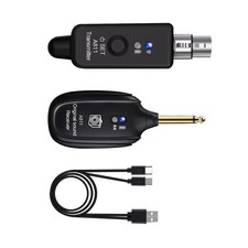 2.4GHz Microphone Wireless System XLR Transmitter Receiver Rechargeable Adapter