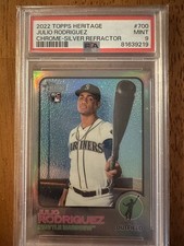 JULIO RODRIGUEZ 2022 TOPPS HERITAGE CHROME SILVER REFRACTOR /373 PSA Mariners