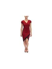 DONT YOU DARE Womens Body Con Short Dress Burgundy Cap Sleeve Juniors XS