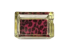 Pink & Black Animal Print Glass & Fur Ashtray For Cigarettes & More
