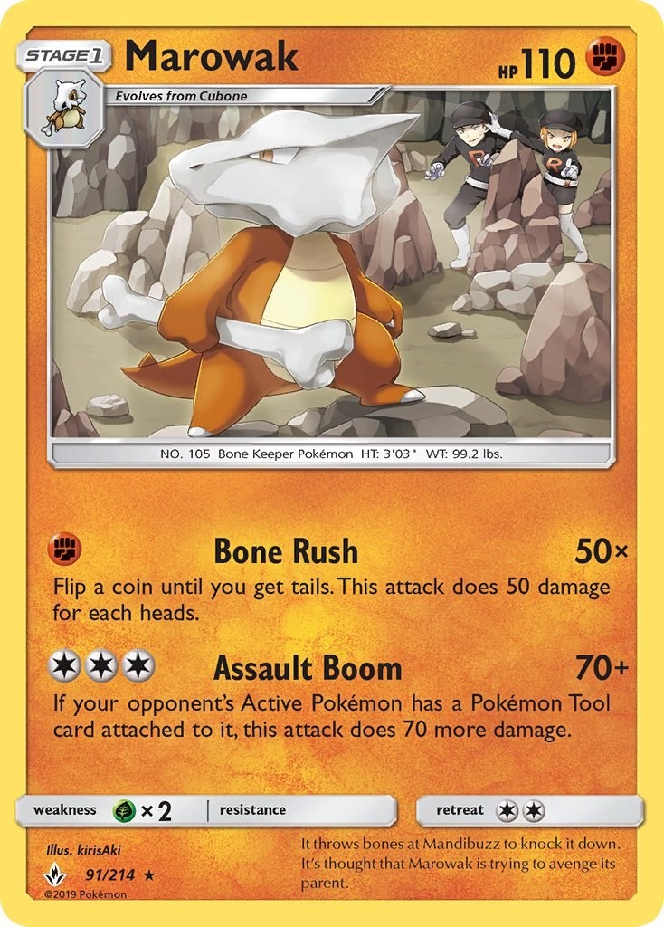 Marowak LP Rare SM - Unbroken Bonds 91/214