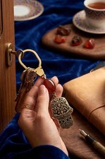 Handmade Copper Hamsa Keychain Luxury Carneli...
