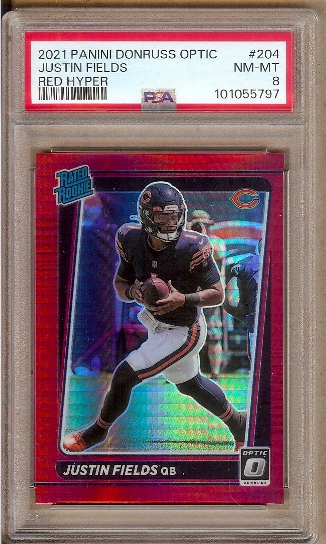 2021 PANINI DONRUSS OPTIC RED HYPER #204 JUSTIN FIELDS RC PSA 8!!