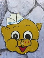 VINTAGE PIGGLY WIGGLY PORCELAIN SIGN GENERAL FOOD MARKET GROCERY STORE 10"×10.5"
