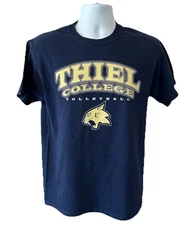 Thiel College Volleyball Shirt Men Medium Navy Blue Short Sleeve Crew Neck