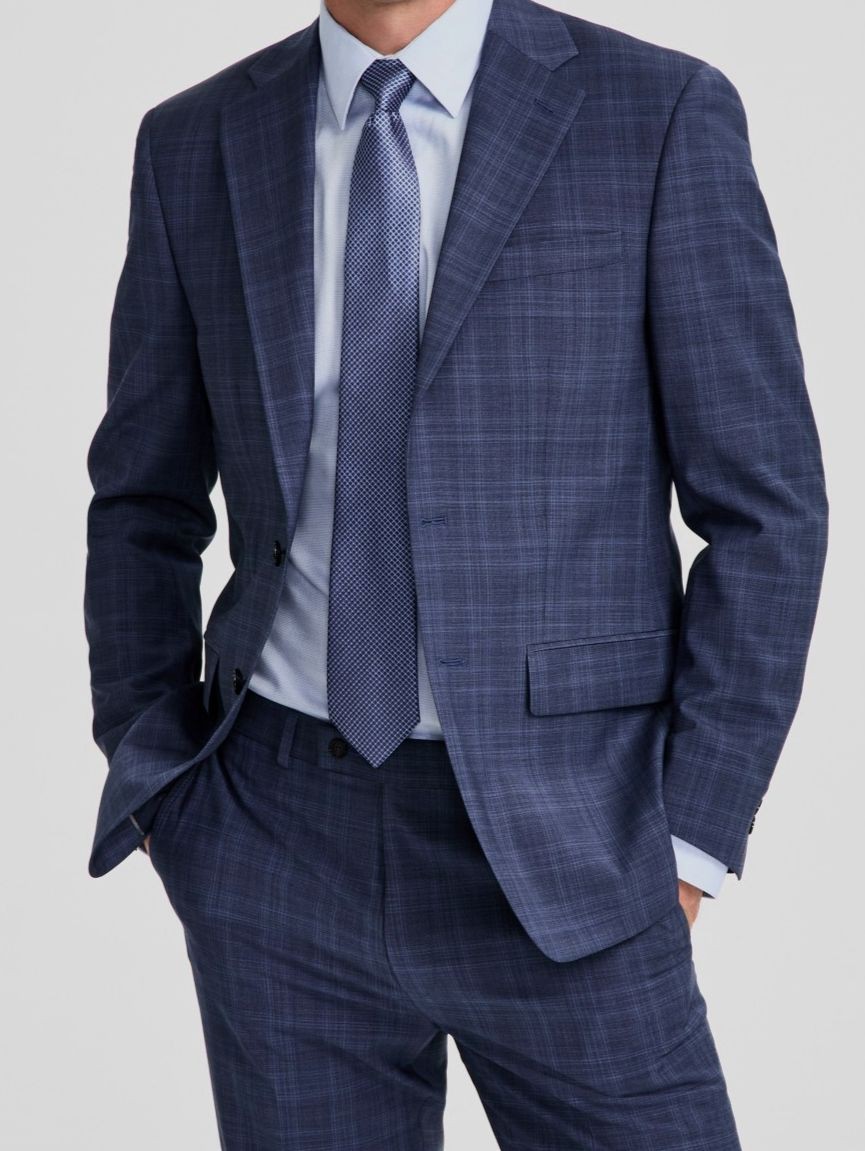 Calvin Klein Men's Blue Slim Fit Wool Lined 2-Piece Jacket Pants Suit 40S 34W