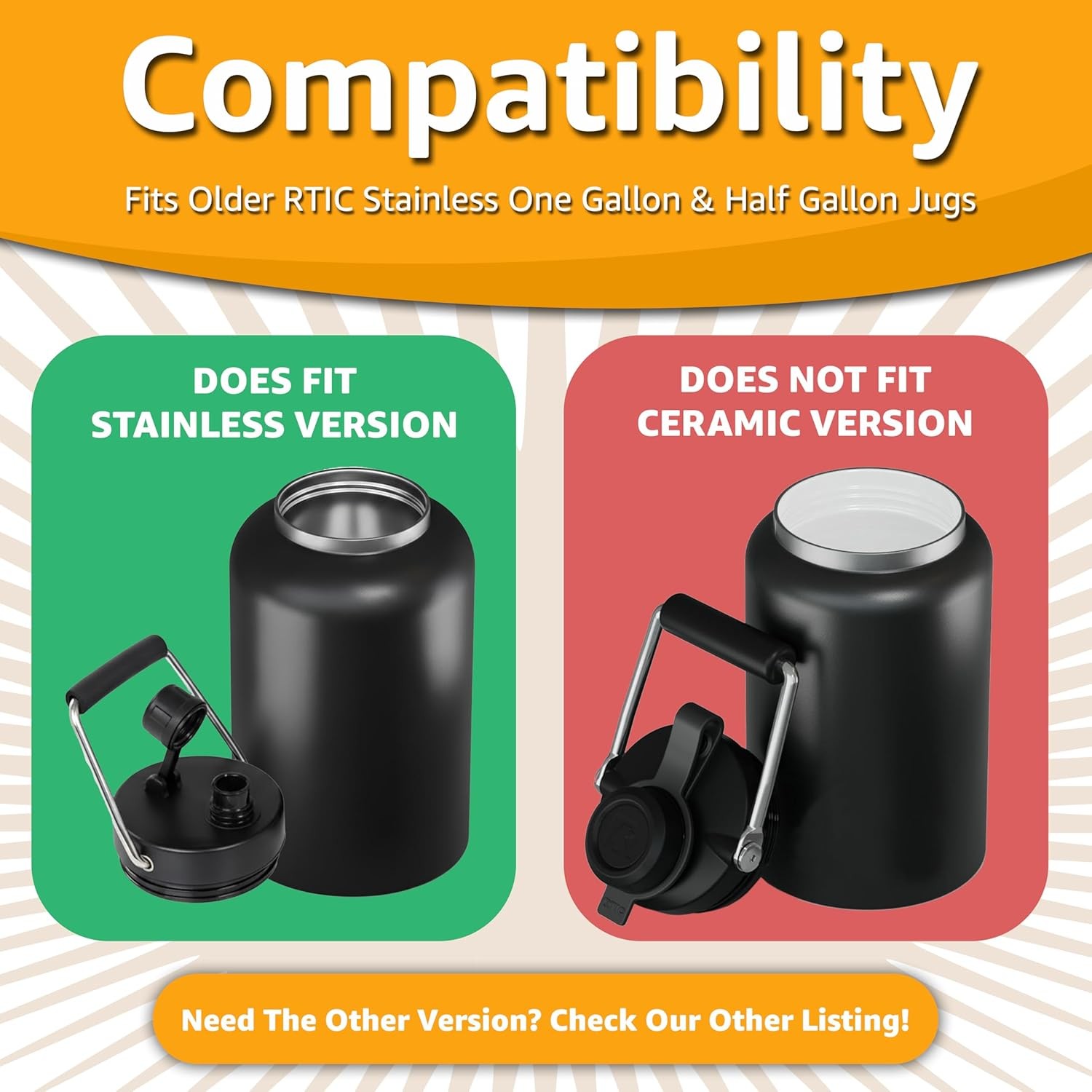 Jmoe USA Improved Jug Lid for RTIC Half One Gallon & Gallon, Black 