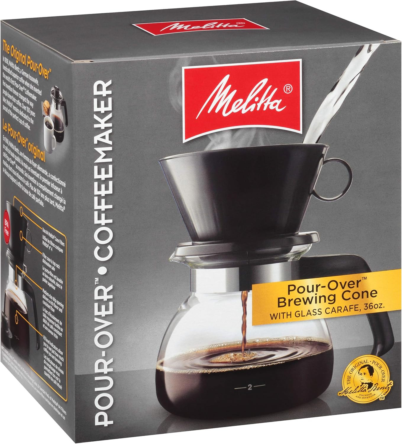 Pour-Over Coffee Brewer W/ Glass Carafe, Holds 6 - 6 Oz Cups