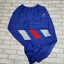Vintage 90s Adidas Blue Red White Sporty USA Lined Swishy Track Pants Mens S