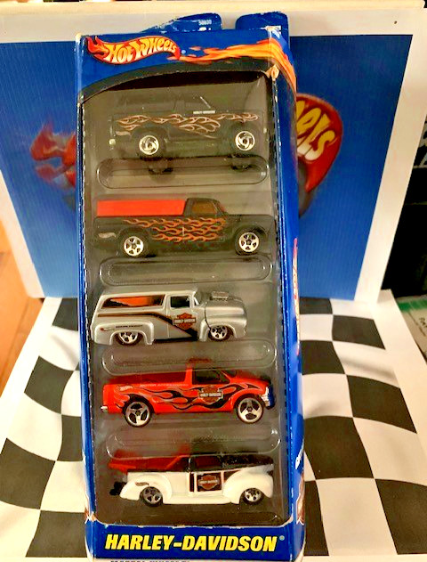 Hot Wheels 2001 Harley-Davidson 5-Pack 5x Ford Bronco F-150 '79  '56  '40 Trucks