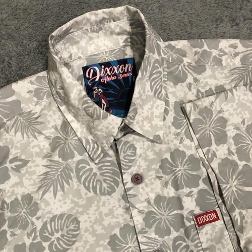 Dixxon Aloha Series Shirt Men’s Gray Floral Hawaiian Performance S/S Button Up