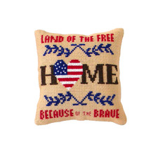 Land of the Free Cross Stitch Mini Tuck Pillow , Patriotic, July 4th  Finished
