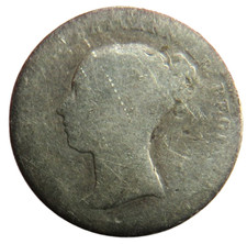 1845 Queen Victoria Silver Groat / Fourpence Coin - Great Britain