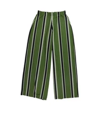 bar III Womens Striped Casual Wide Leg Pants, medgreen, L