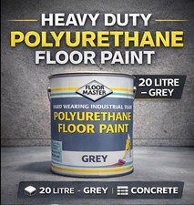 Heavy Duty Polyurethane Concrete Floor Paint, Grey 20L Garage,Workshop,Warehouse