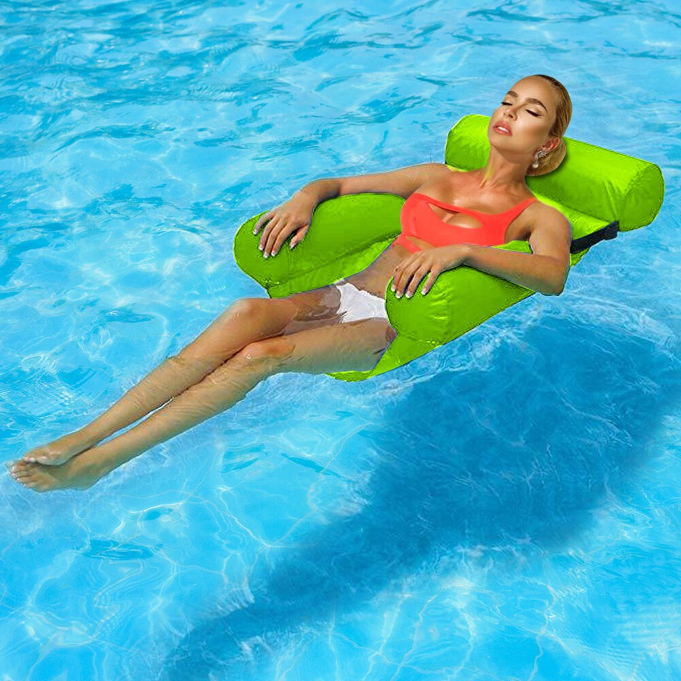 Inflatable Foldable Floating Row Swimming Pool Water Chair Hammock