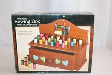 J S N Y New Wooden Sewing Box Organizer With Thread Accessories Home Sewing READ