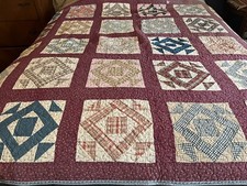 Vintage Quilt Handmade Patchwork Cotton Bedspread Americana