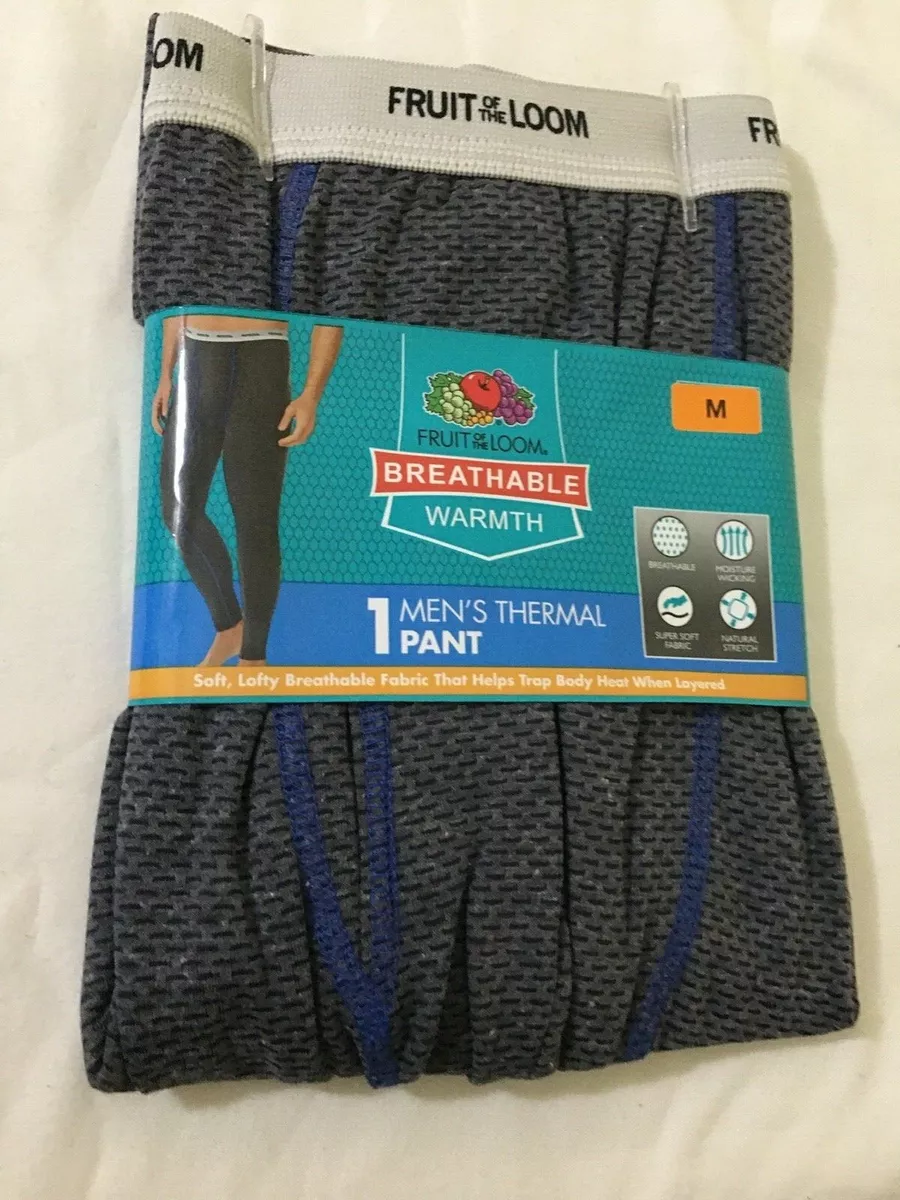 New Fruit of Loom Breathable Warmth Baselayer Men Thermal Pant