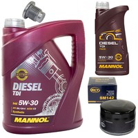 MotoröL Set 5W-30 6 Liter + ÖLfilter SM 142 + Schraube FüR Renault Master II 1.9