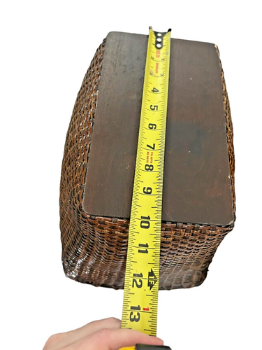 Vintage Woven Nantucket Bicycle Basket Adult Messenger Carrier Dark Brown - Picture 10 of 12