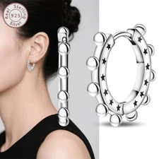 KUNSIR Starlight Hoop Huggie Earrings Fashion Women 925 Sterling Silver Earrings