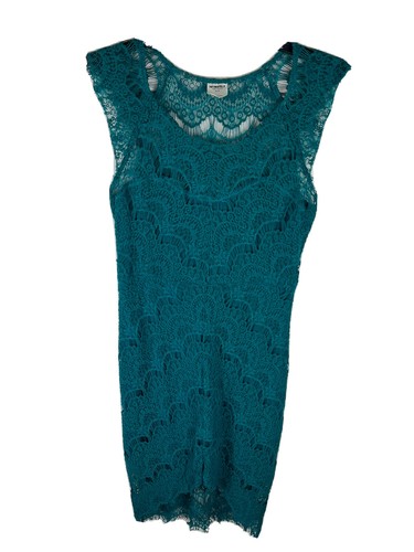 Free People Intimately Peekaboo Lace Sleeveless Slip Dress Teal Green Blue Med