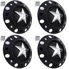 Rockstar Kmc Xd775 Wheel Center Cap Matte Black Chrome Star 1000775b 4 Cap New