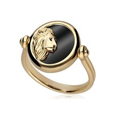 Zodiac Black Onyx Reversible Leo Ring in 18ct Gold Plated Silver