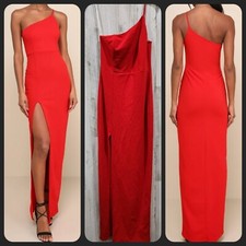 LULUS Keeper of My Heart Red One Shoulder Maxi Dress**Classy***Size XS**NWOT**