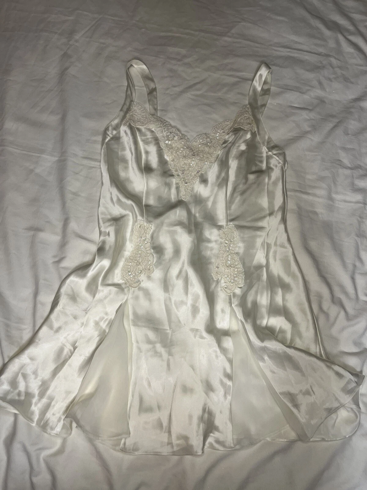 UNDERCOVER Victoria's Secret Abito Slip Perline Paillettes Maglia Off Bianco L