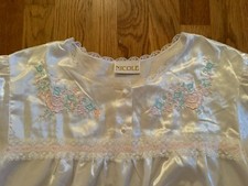VTG Vintage Nicole White Satin Nightgown Gown - No Size Tag, see description