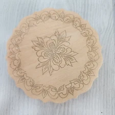 Artist Handmade Wood Burning Floral Plaque 6” Signed Boho Cottage Wall Craft