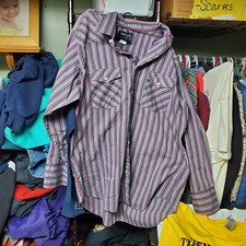 Vintage Wrangler Cowboy Cut Long Sleeve Striped Pearl Snap Button Up