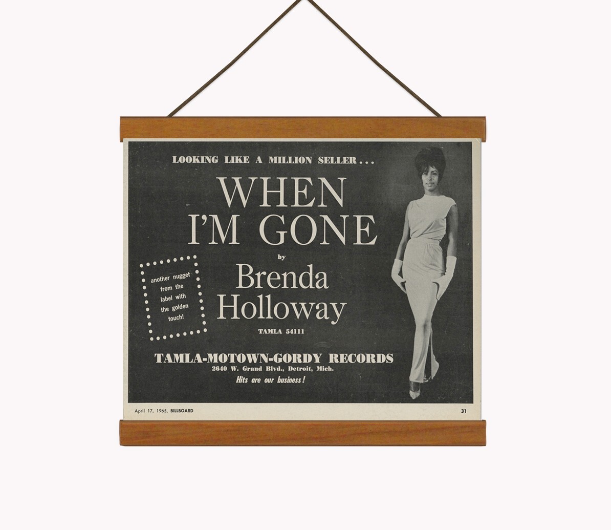 Rare Promo Brenda Holloway When I'm...../ ORIGINAL ad, Mounted w/Magnetic Frame!