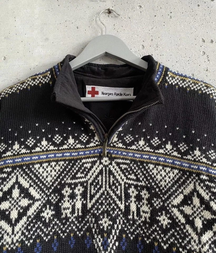 Dale of Norway Aztec knit Sweater 1/4 Zip mens size S-M - Image 3 of 4