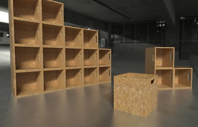 Record Cube X2 Record Box Crate Stackable osb 12'' Vinyl LP 