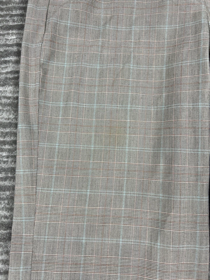 Larry Levine Pants Womens 10 Beige Plaid Cuffed Straight Stretch Polyester Blend - Image 4 of 4