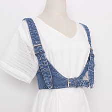 Women Adjustable Denim Body Harness Corset Belt Buckle Straps Decor Belt Slim
