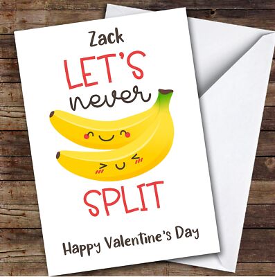 Personalisierte lustige Karte Banane Lass uns nie teilen Happy Valentinstag