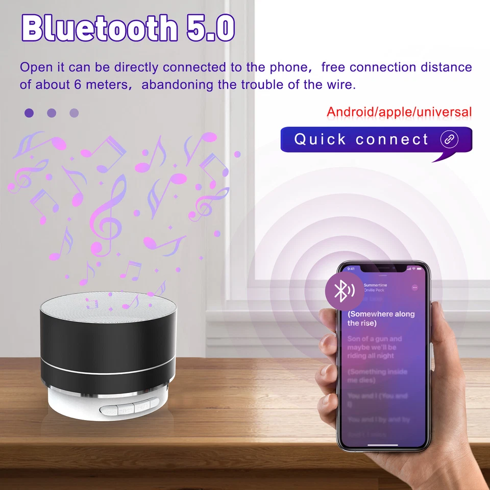 批量 便携式 蓝牙 扬声器 可充电 无线 立体声 低音 USB/TF/FM 模式 — 第 3/4 张图片