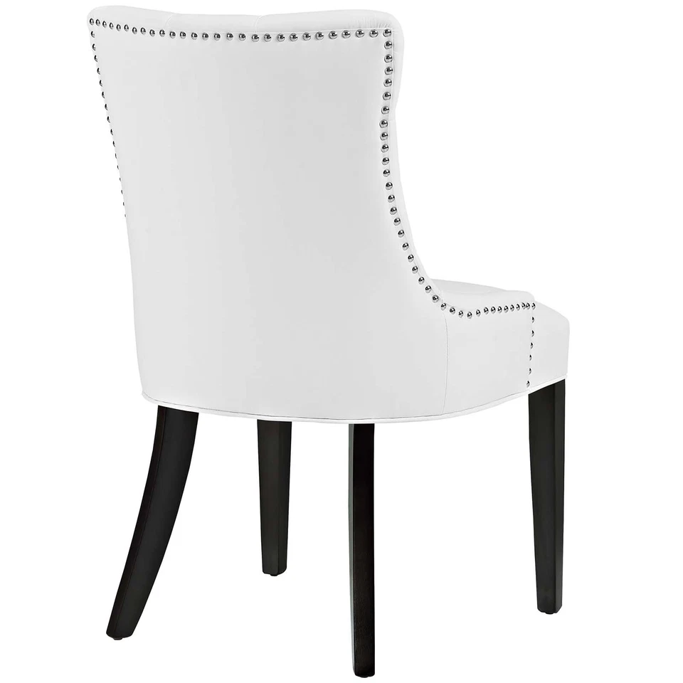 Modway Regent Button Tufted Upholstered Vegan Leather Dining Chair in White - Image 4 of 4