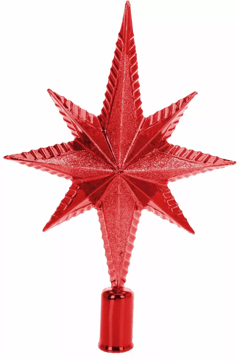 Christmas Glitter Red Tree Topper Red Star Decoration Treetop
